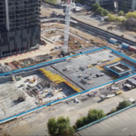 Drone image of a project secured with Simpel's construction site management system