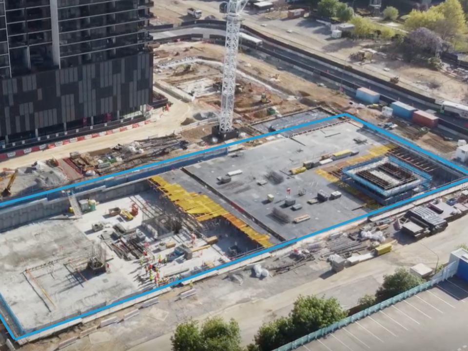 Drone image of a project secured with Simpel's construction site management system