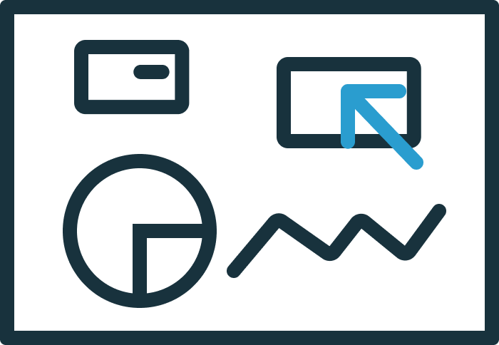 Icon depicts a customised dashboard with a variety of widgets