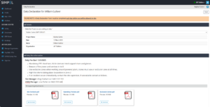 Screenshot of Simpel's Daily Declarations module showing the Daily Pre Starts subcontractors complete every morning