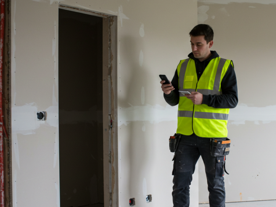 Subcontractor assessing snagging in construction tasks.
