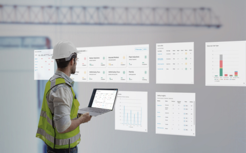 Site Manager looking at Simpel's construction Project Dashboard to see the status of construction document management submissions