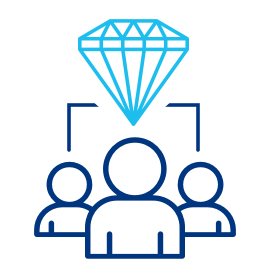 A team with a diamond above them to represent Simpel's Excellence Mindset Company Value