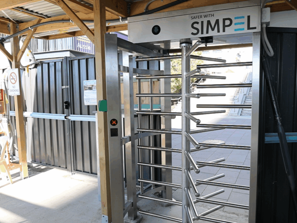 Simpel's proprietary site access turnstile installed and being utilised for construction site security