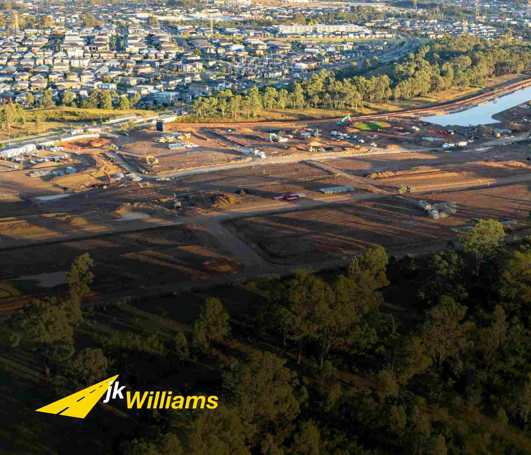 JK Williams civil construction site with their logo